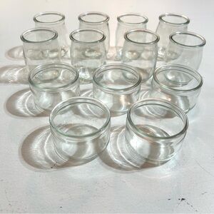 Lot (13) La Fermiere French Yogurt Cream Pots Jars Glass Crocks Ramekins 2” 3” H